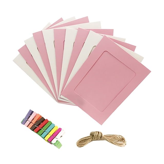 Paper Photo Frame Set - Color Photo Wall Decor with 1 Sheets of Photo Paper, Clips & Twine