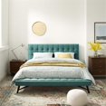 thumbnail image 3 of Maklaine Queen Biscuit Tufted Performance Velvet Platform Bed in Teal Blue, 3 of 6