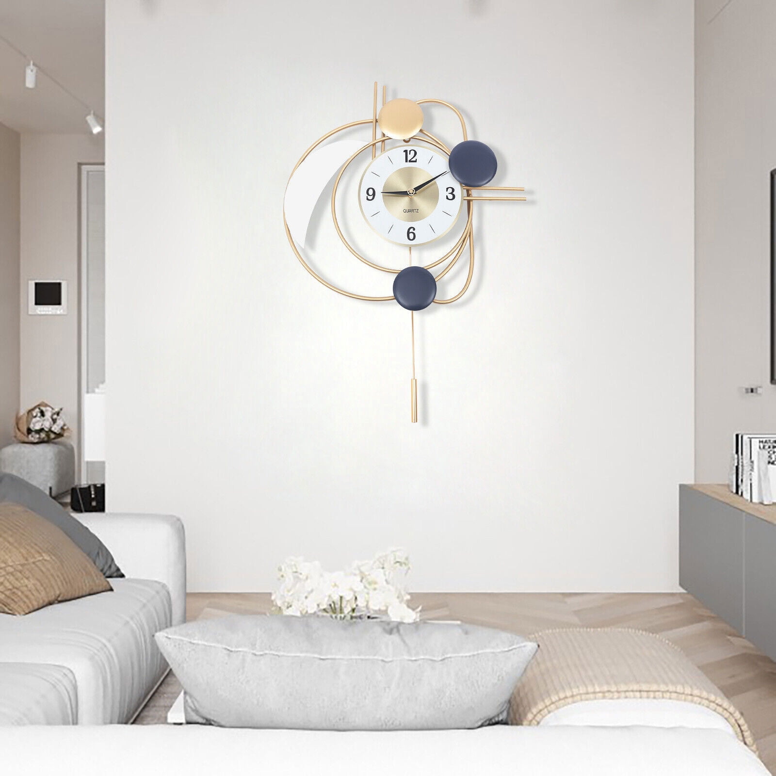 Wall-mounted Decor Clock, Nordic Style, Hanging Clocks, Metal, 3D Mute Design, Modern Clock for Home