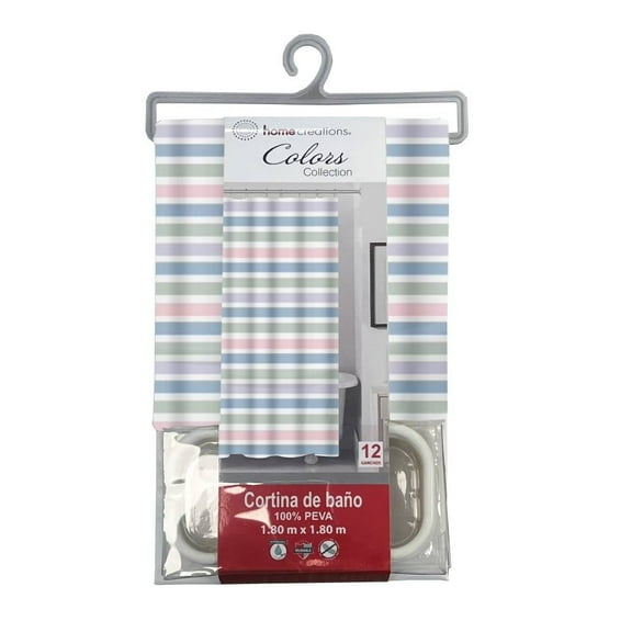 Cortina de Baño Home Creations HCRE CORTINA P LINEA Lineas Pastel 180x180 cm