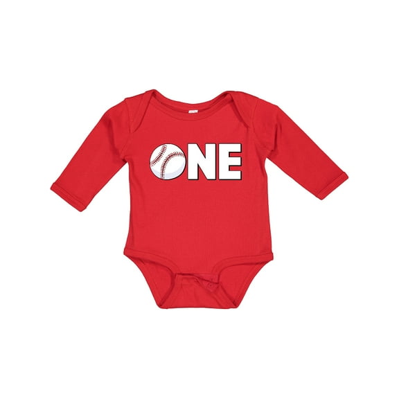 Inktastic One Baseball First Birthday Boys or Girls Long Sleeve Baby Bodysuit