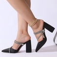 thumbnail image 2 of Wedge Sandals for Women Pointed Toe High Heels Slippers Fashionable Women's Shoes With Diamond Sandals Black 42, 2 of 8