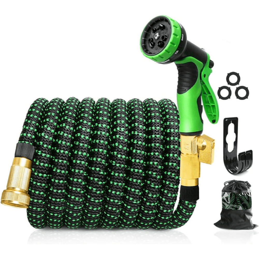 100ft Garden Hose Expandable Water Hose 100ft for Outside Upgraded Leakproof Lightweight No-Kink Expanding Water Hoses(Black/Green)