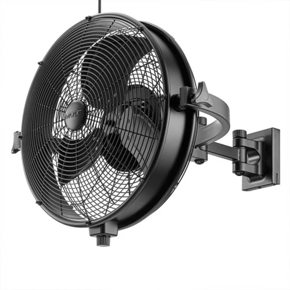 Mule Outdoor Wall Fan XL 18" Wet-Rated Wall Fan with 3 Speeds, Plug-In Mount, Matte Black