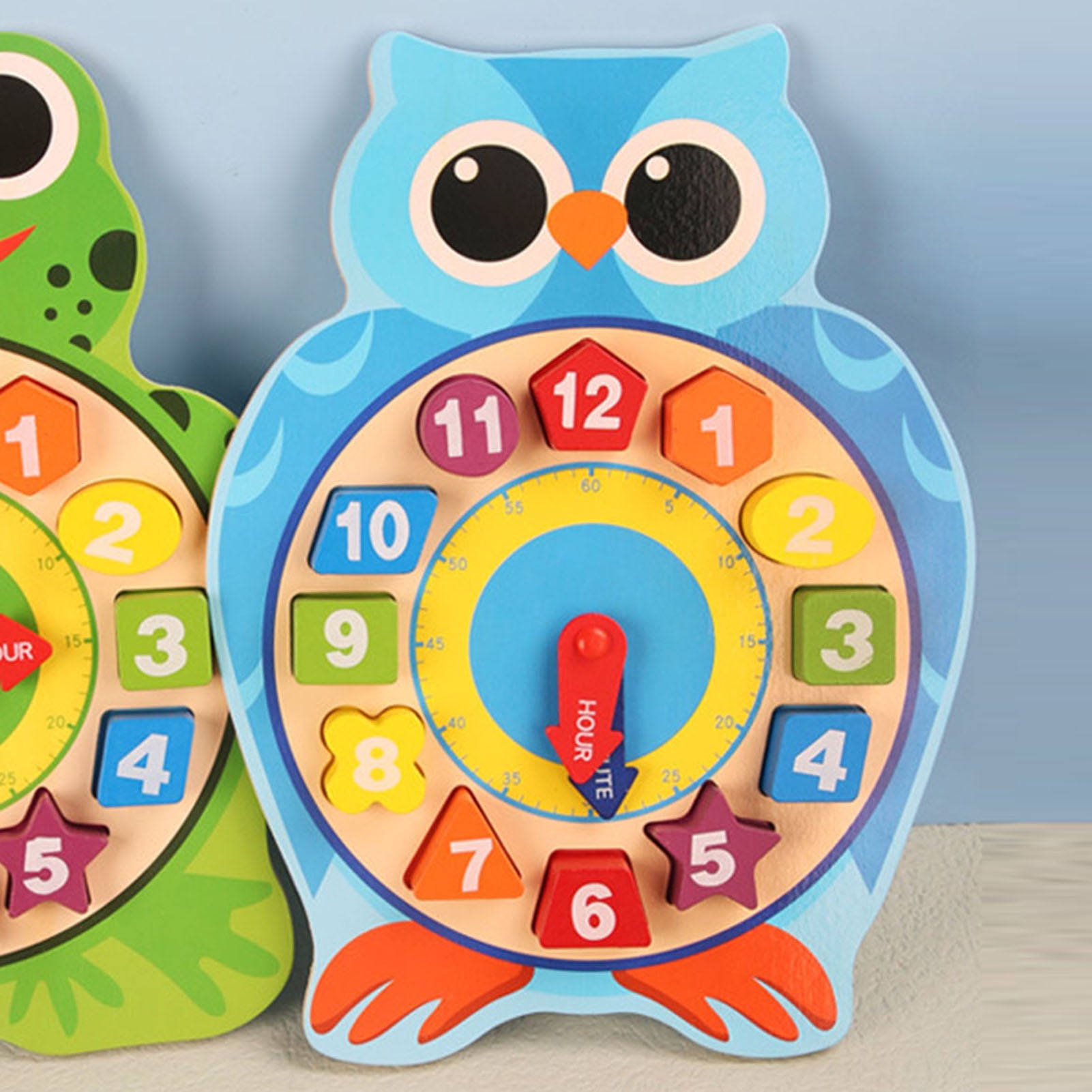 Wooden Clock Vibrant Color Clock Learning Educational Cartoon Animal Shape Digit Clock Puzzle Toy for Children Walmart