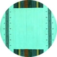 thumbnail image 1 of Ahgly Company Machine Washable Indoor Round Solid Turquoise Blue Modern Area Rugs, 4' Round, 1 of 4