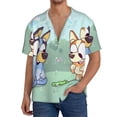 thumbnail image 7 of Lsque Bluey print Men's Cuban Collar Short Sleeve Shirt Summer Beachwear Casual Button Down Fashionable Vacation Leisure Shirt-XX-Large, 7 of 7