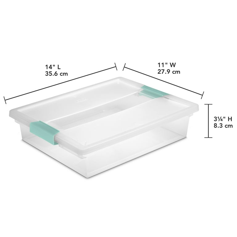 Sterilite Small Container Box: Clear Plastic Storage Bin with Aqua