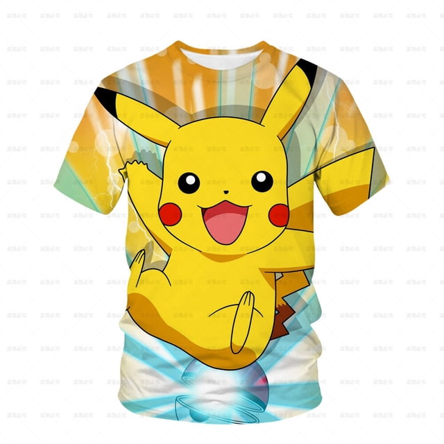 Ropa de verano para niños, juego de Pikachu, camiseta 3D, ropa de dibujos animados para niños, camiseta gráfica de Anime para niños, ropa para niños, talla 3-14T3XL heqiyong CONDUJO