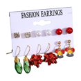 thumbnail image 2 of Pendientes festivos con cascabeles de colores, Papá Noel y árbol de Navidad, pendientes de hierro., 2 of 6