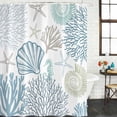 thumbnail image 3 of Light Blue Coastal Waterproof Fabric Shower Curtain,Summer Beach Coral Shell Starfish Waterproof Fabric Shower Curtain for Bathroom Curtains Bathtubs Shower Curtains with 12 Hooks Standard 72x72, 3 of 8