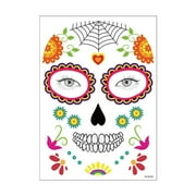 Temporary Face Makeup Stickers Day Of The Dead Sugar Flower Black Internet Red Rose Full Face Stickers Home Party Supplies