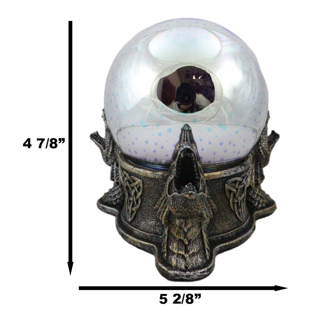 Celtic Trinity Knotwork Roaring Dragons LED Night Light Magic Stars Glass Ball