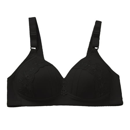 

BIZIZA Women s Bra Seamless Adjustable Straps Plus Size Push Up Bras Lace Bralette Black XL