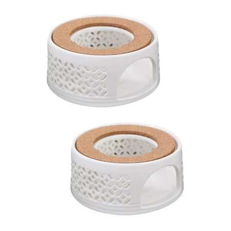 

2 Count Tea Warmer Kettle Lights Cup Candles Holder Water Heater White