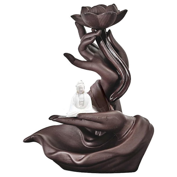 C-Purple Sand Backflow Incense Stove, Buddhist Hand Home Fragrance Stove Incense Insert Plate Accessories