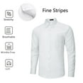 thumbnail image 3 of Mens Dress Shirts White Long Sleeve Formal Shirt Stripe Business Button Down Dress Shirt for Men 2XL, 3 of 7