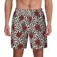 thumbnail image 2 of Picia Leopard Print Rose pattern Mens Swim Trunks with Compression Liner Stretch Beach Shorts Quick Dry with Zipper Pockets No-Chafing Board Shorts-3X-Large, 2 of 9