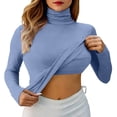 thumbnail image 3 of SXCXLSA Women's Long Sleeve Turtleneck Tank Tops with Built in Bras Slim Fit Padded Undershirt Lightweight Casual Layering T-Shirt Seamless Winter Warm Base Layer No Wire Bra Top, 3 of 6