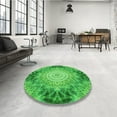 thumbnail image 4 of Ahgly Company Machine Washable Indoor Round Transitional Neon Green Area Rugs, 8' Round, 4 of 7