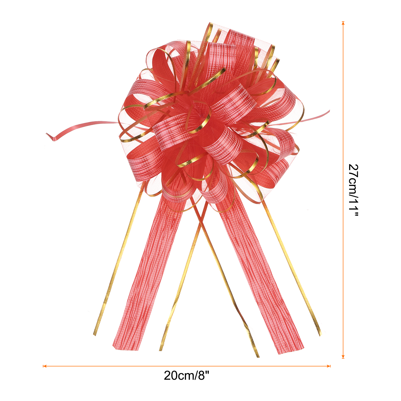 20pcs 8 Inch Large Pull Bow Gift Wrapping Bows Ribbon Organza Red for Wedding Presents Christmas Party
