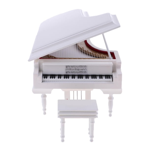 Modelo 1:12 1/12, Simulación, Ensamblaje, Modelado de Caja de Música, Modelo de Piano de Cola blanco