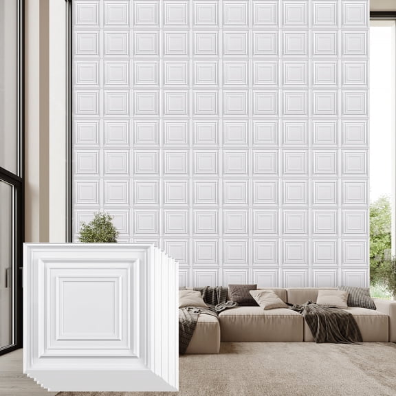 FLOLEOPA 30 Pack 3D Wall Panel, PVC Textured Wall Panels for Interior Wall Décor, 11.8 x11.8 Inch Cover 29.Sq.Ft