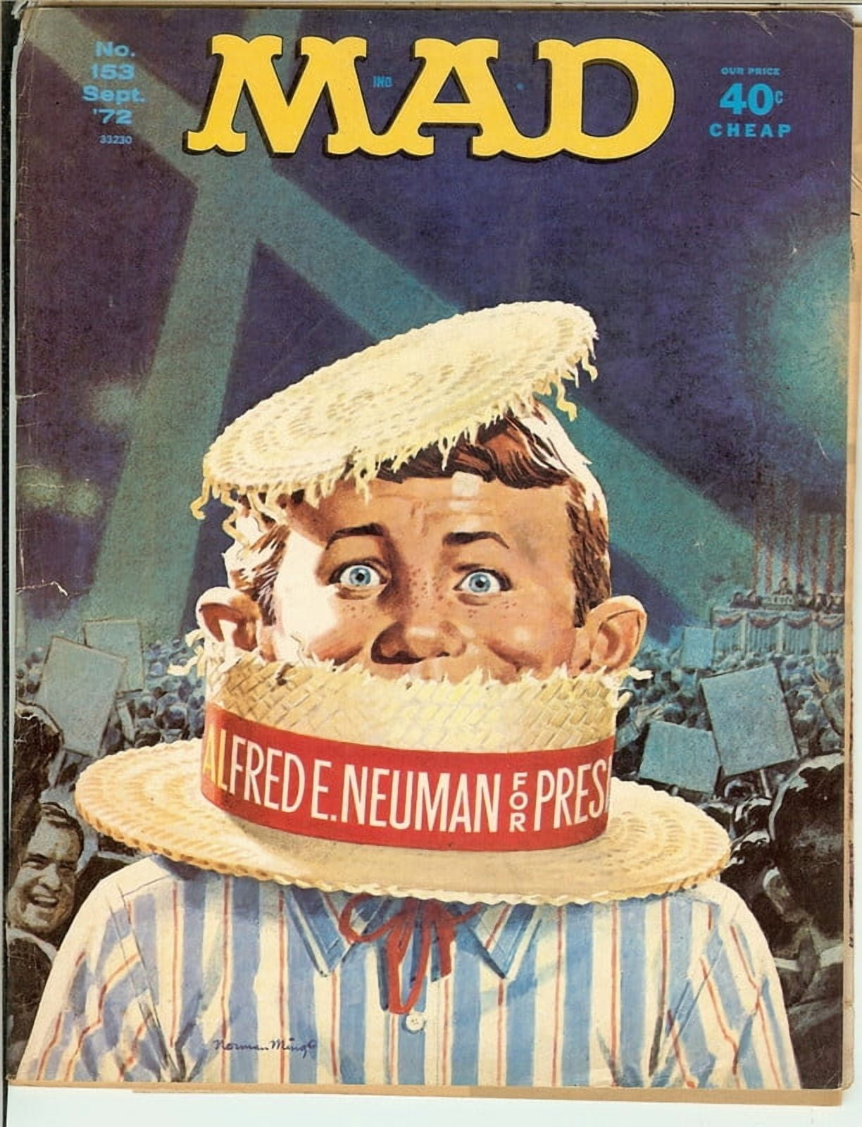 MAD Magazine Vintage Collectible #153 Detached Cover Sept 1972