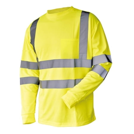 LM Hi Vis T Shirt ANSI class 3 Reflective Safety Lime Orange Short Long Sleeve HIgH Visibility (3XL, Lime_L)