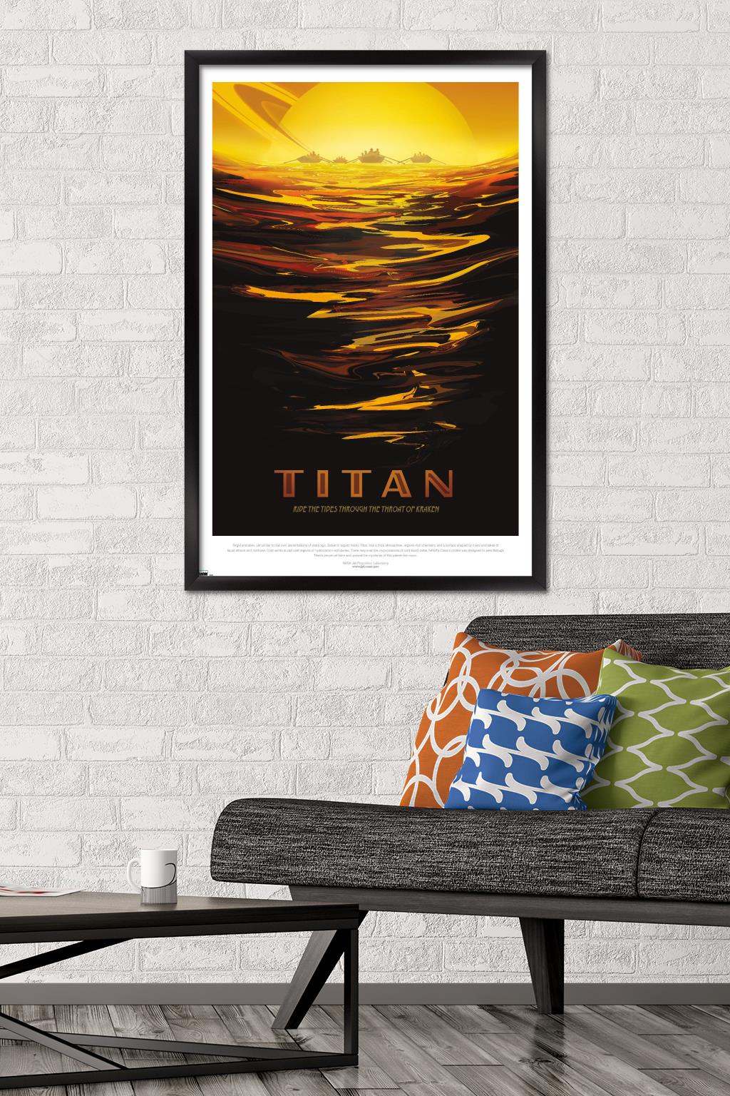 NASA - Titan Travel Poster Wall Poster, 22.375" x 34" Framed