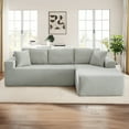 thumbnail image 2 of Muumblus Modular Sectional Sofa, Oversized L-Shape Cloud Couch, Modern Corduroy Sleeper Couches for Living Room, No Assembly Required, Light Grey (Right Facing Chaise), 2 of 11