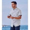 thumbnail image 3 of Atlas For Men - Camisa Tropical Surf de Rayas de Popelina para Hombre (Blanco, Gris), 3 of 3
