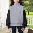 thumbnail image 2 of Cute Sweatshirts for Teen Girls Girls Fuzzy Hoodies Half Zip Pullover Sweatshirt Outwear Coat with Pockets, 2 of 6