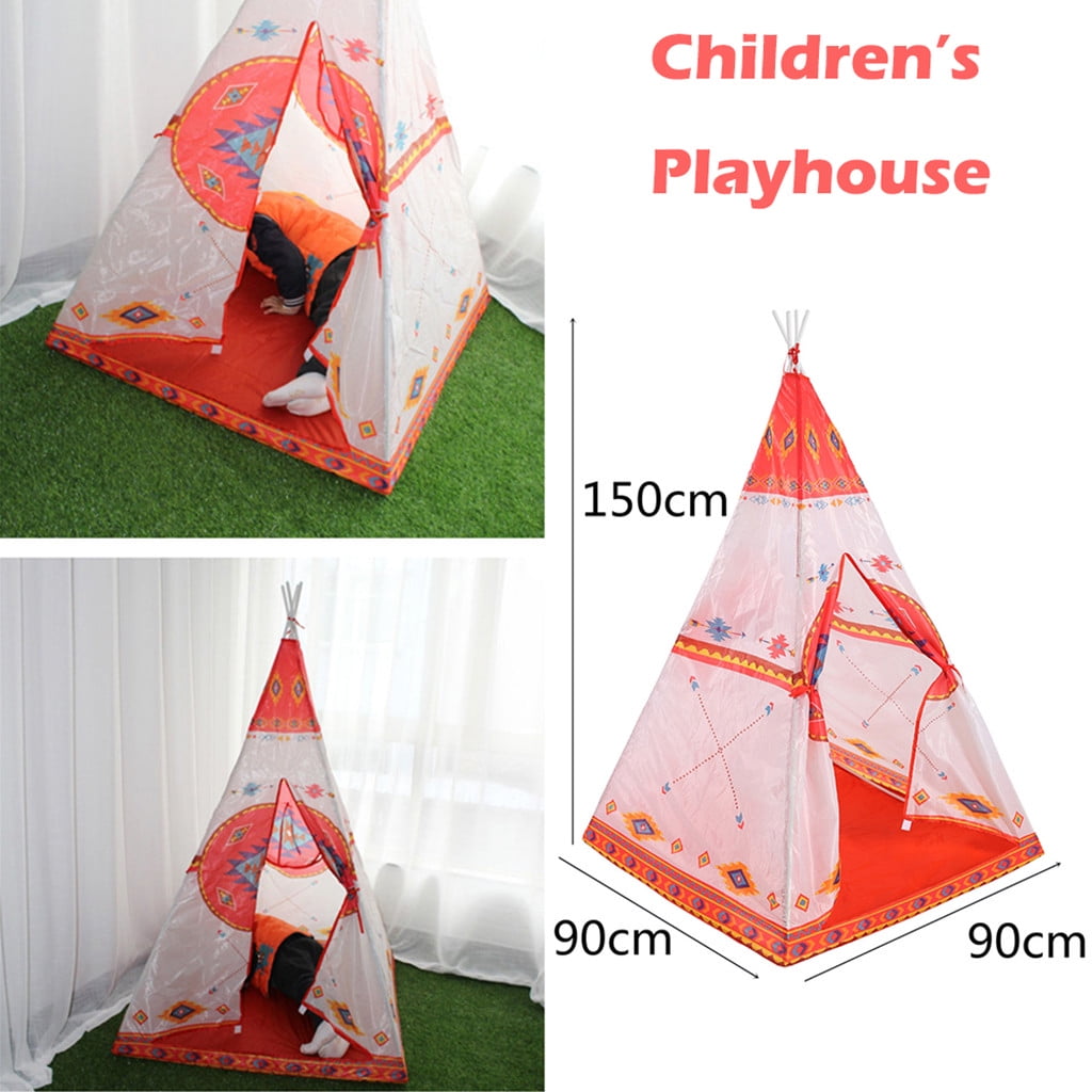 Kids Foldable Conical Teepee Tent Indian Styled Play House for Boys & Girls 