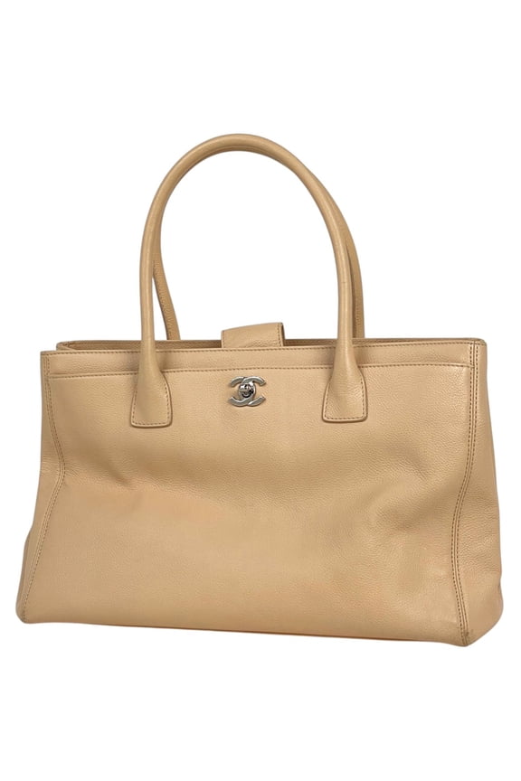 Pre-Owned CHANEL Executive Line Tote Bag, Coco Mark Handbag, Beige Leather, A15206,... (Good)