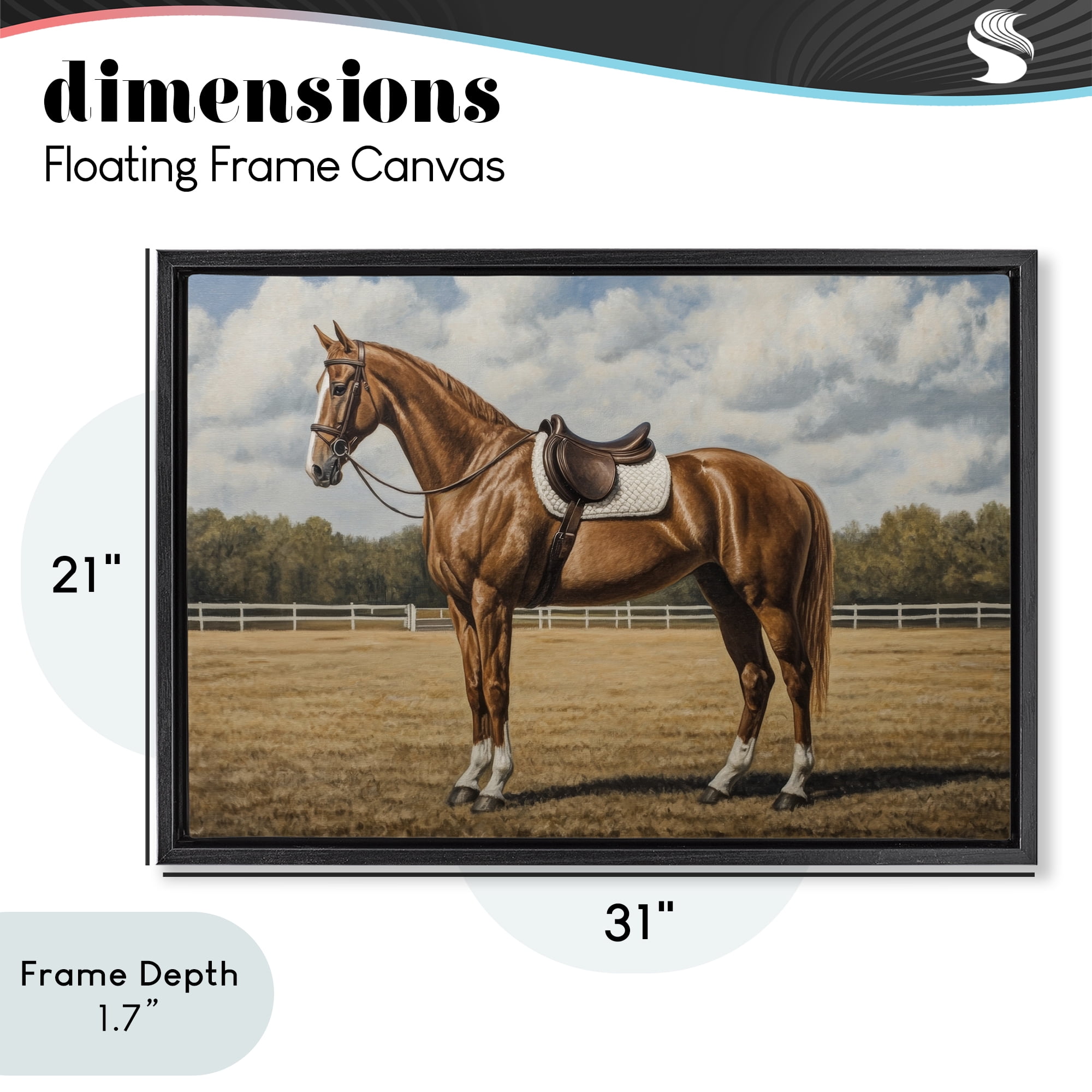 Stupell Industries Saddled Up Chestnut Horse Black Framed Floater Canvas Wall Art, design by Petal Prints Design