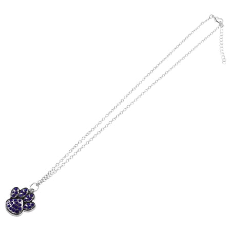 TABLZONE Blue Rhinestone Paw Print Necklace for Women's Cat Memorial Jewelry Chain Length Adjustable