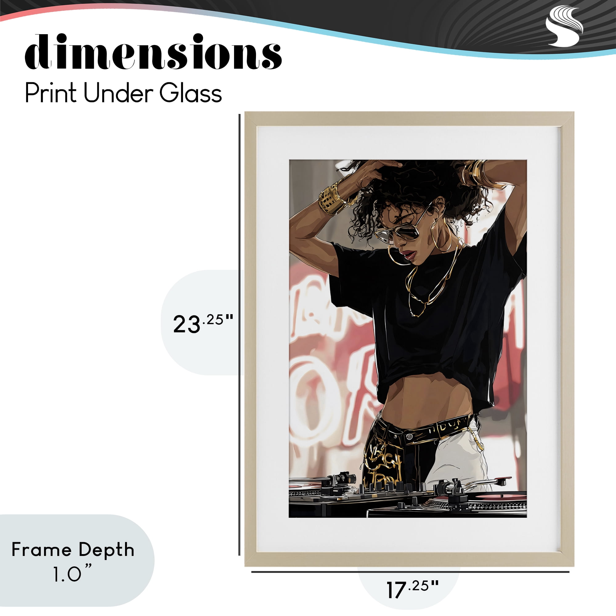 Stupell Industries Trendy Female DJ Musician Birch Framed Print Under Glass, design by Franklyn Gregory