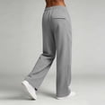 thumbnail image 5 of Trousers Pants For Women Fashion Women Casual High Waist Loose Pocket Straight Solid Long Pants Gray L, 5 of 9