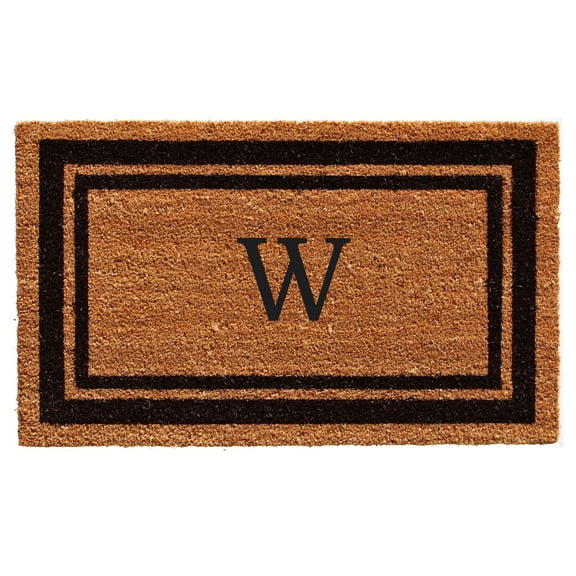 Black Border 24" x 48" Monogram Doormat (Letter W)