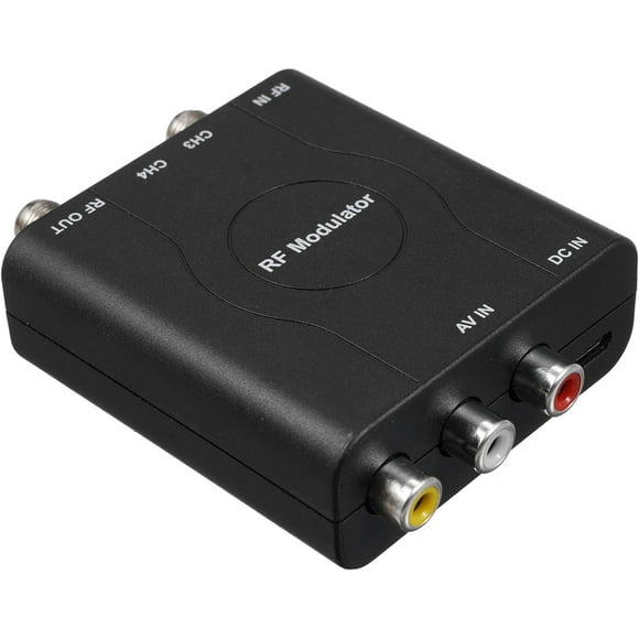 HUGFEGWE RF Modulator AV to RF Converter NTSC CH3/CH4 Channels Video Input Adapter for TVs with Analog Signals Professional HD VHF Demodulator Converter for CATV System, Black U2537-0093