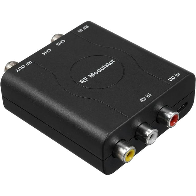 HUGFEGWE RF Modulator AV to RF Converter NTSC CH3/CH4 Channels Video Input Adapter for TVs with Analog Signals Professional HD VHF Demodulator Converter for CATV System, Black U2537-0093