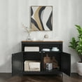 thumbnail image 3 of Emma + Oliver 40 Inch Buffet and Sideboard with Open Storage Shelf and Double Door Storage Cabinet in Black with Walnut Finish Top, 3 of 12