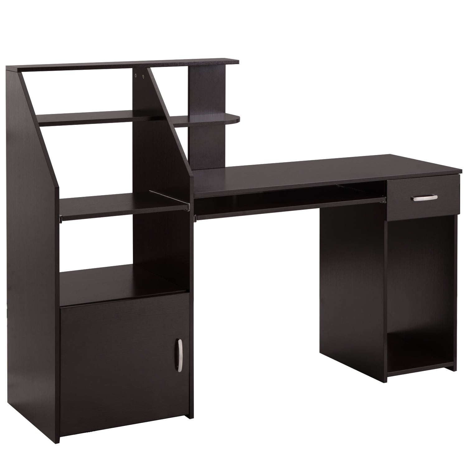 Kepooman Modern Multifunctional Computer Desk with Cabinet & Bookshelves & Keyboard Tray for Home Office Kepooman Modern Multifunctional Computer Desk with Cabinet & Bookshelves & Keyboard Tray for Home Office