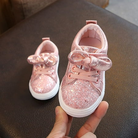 

YOHOME Children Baby Girls Boys Bling Sequins Bowknot Crystal Run Sport Sneakers