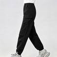 thumbnail image 6 of CQONEPT Girls Cargo Pants Straight Leg Joggers Sweatpants Casual Comfy Outdoor Sports Trousers with Multi Pockets Black 14-15Years, 6 of 7