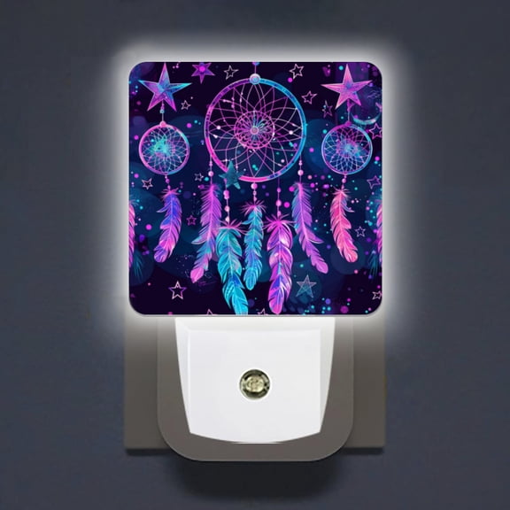LED Night Lights Lamp with Dusk to Dawn Sensor, Dreamcatchers And Feathers With Stars Night Light Plug Into Wall for Kids Room, Bedroom, Bathroom, Kitchen, Hallway