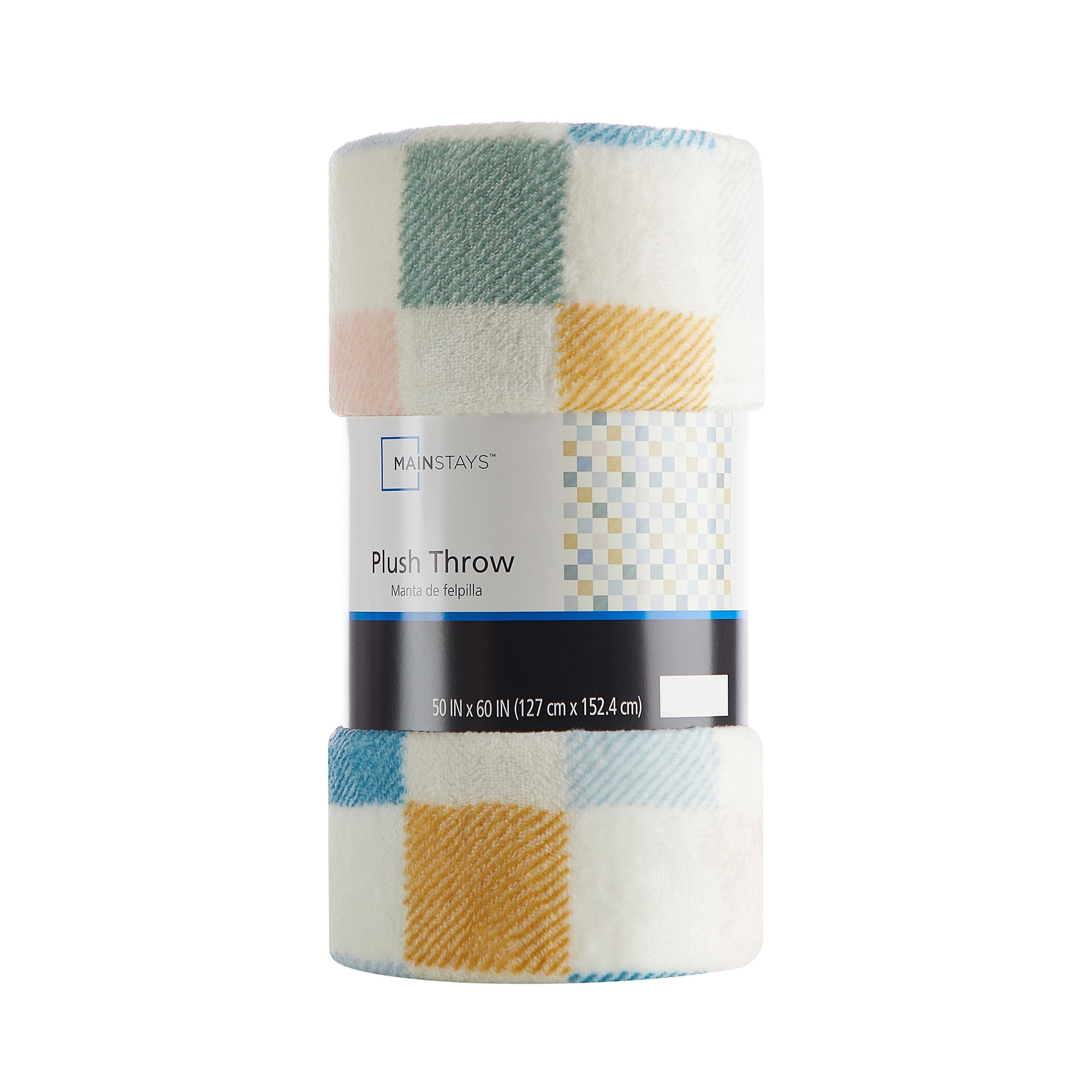 Mainstays Cozy Plush Couch Throw Blanket, Multicolor Checkered, 50 x 60 in