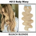 thumbnail image 2 of MY-LADY Tape in Natural Russian Human Hair Extensions Curly Body Wavy Glue Highlight Hairpiece US Stock 20PCS 22" #613 Bleach Blonde, 2 of 10