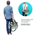 thumbnail image 4 of FORMRS Insulated Cooler Bag 24 Cans Capacity Soft Leakproof Lunch Box with Side Pockets, Green Stripe Pattern, 4 of 7